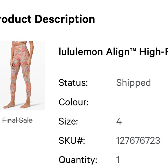 Floral lululemon Align High Rise Pant 25” - Picture 5 of 5